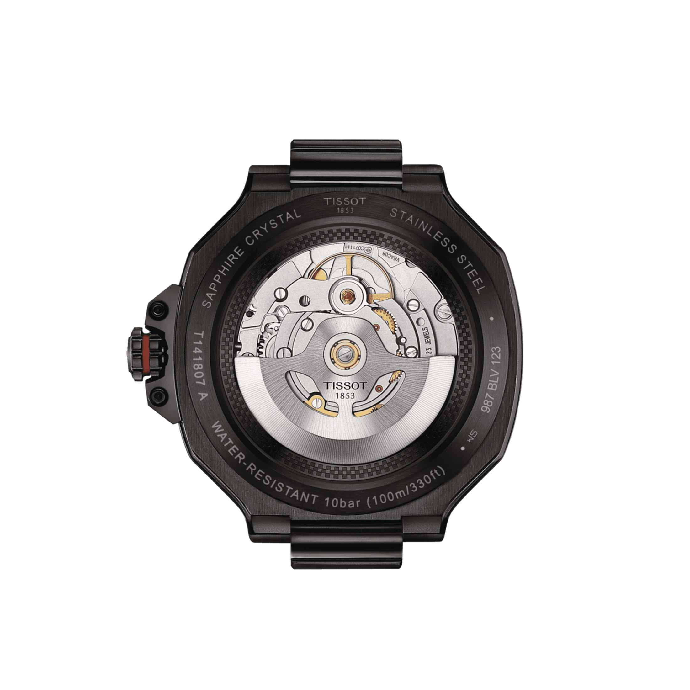 Montre Tissot T-Race PVD Noir Powermatic 80 cadran noir bracelet caoutchouc noir 41 mm T141.807.37.057.00