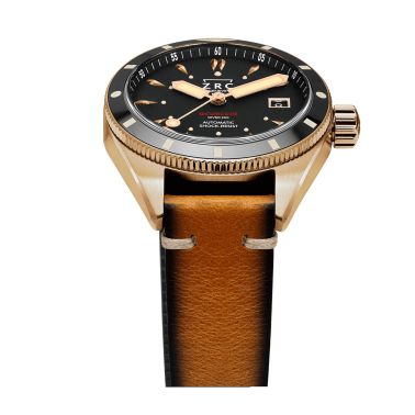 ZRC Securicode Diver 300 Bronze automatic black dial leather strap 39 mm