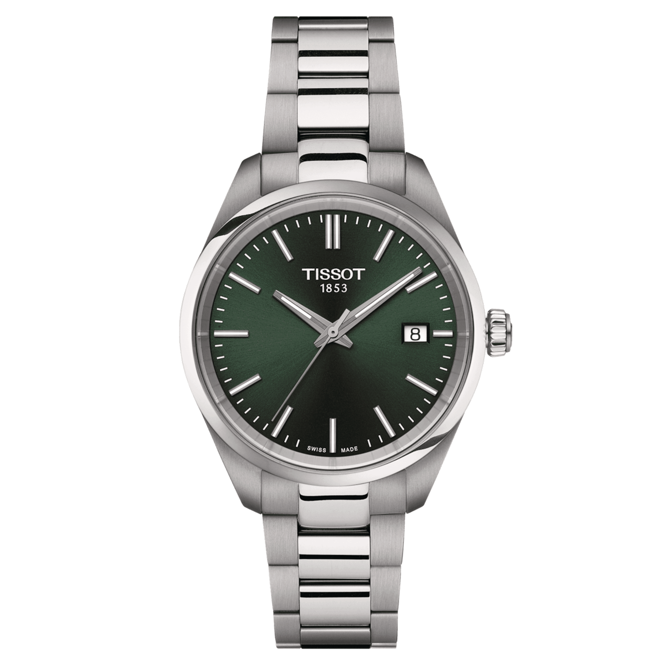 Tissot T-Classic PR 100 quartz green dial steel bracelet 34 mm T150.210.11.091.00