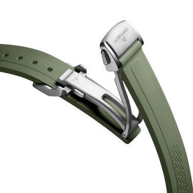 Montre Longines Conquest Or rose automatique cadran vert bracelet caoutchouc vert 34 mm