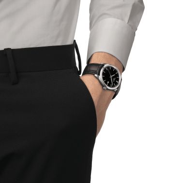 Tissot T-Classic PR 100 quartz black dial black leather strap 40 mm T150.410.16.051.00