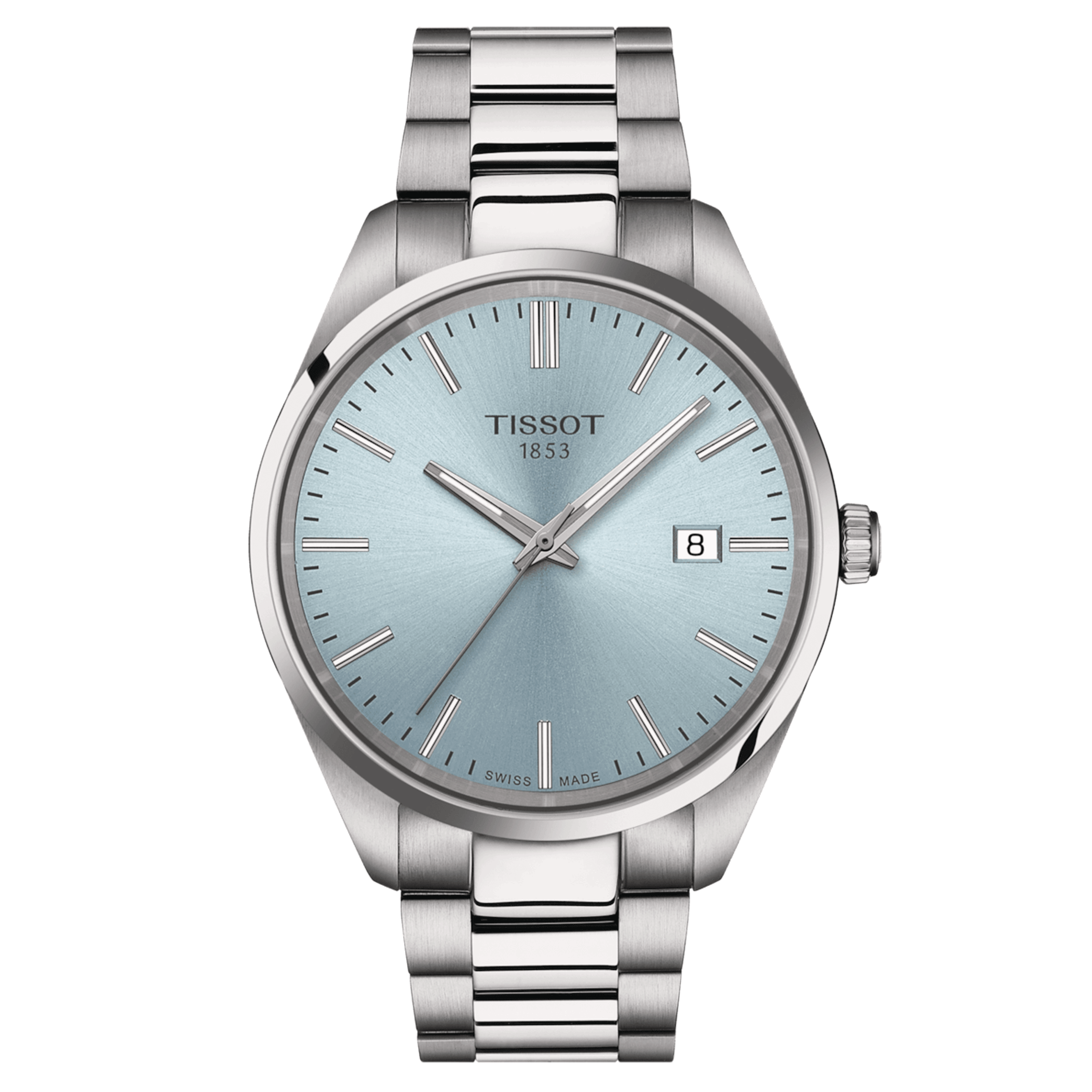 Tissot T-Classic PR 100 quartz glacier blue dial stainless steel bracelet 40 mm T150.410.11.351.00