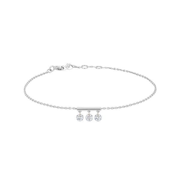 Bracelet La Brune et La Blonde Pampilles en or blanc 3 diamants taille brillant 0,30 carat - Soldat