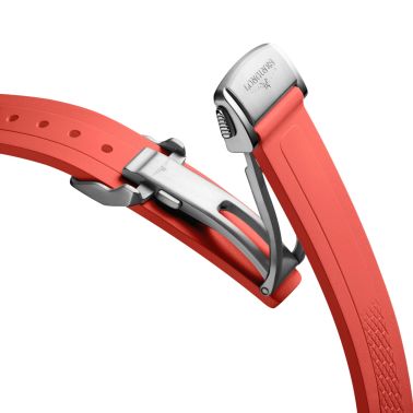 Montre Longines Conquest Or rose automatique cadran vert bracelet caoutchouc vert 34 mm