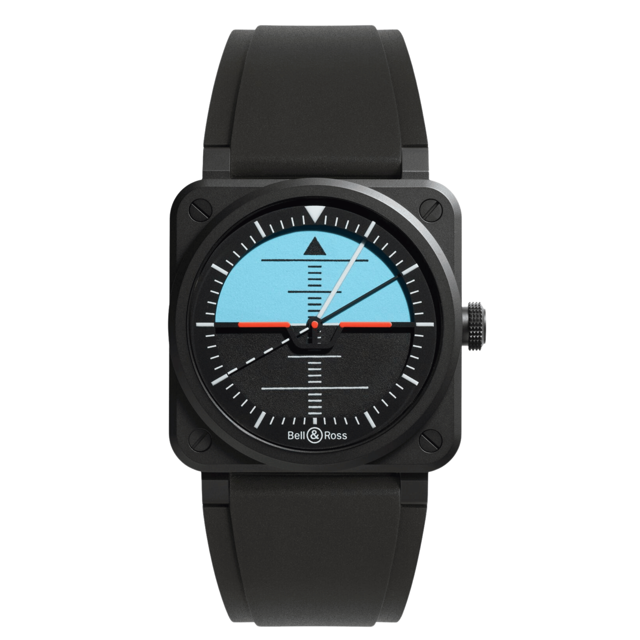 Bell & Ross BR-03 Horizon automatic ceramic black and blue dial rubber strap 41 mm