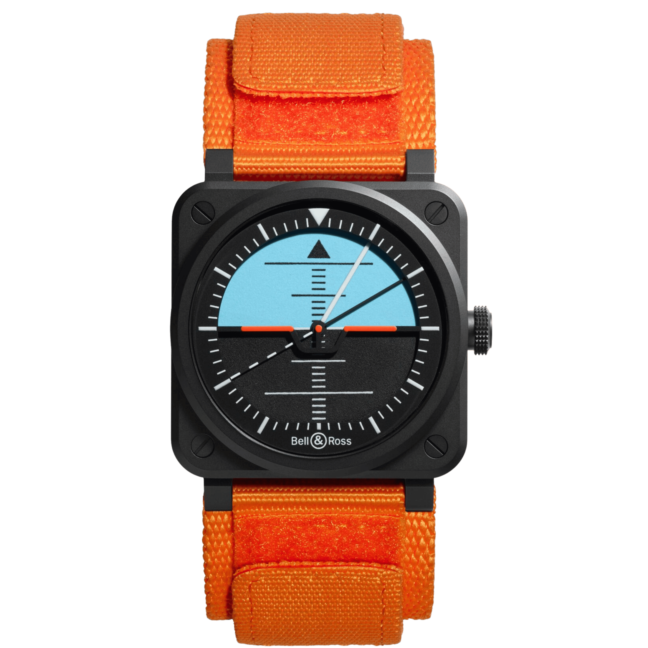 Bell & Ross BR-03 Horizon automatic ceramic black and blue dial rubber strap 41 mm