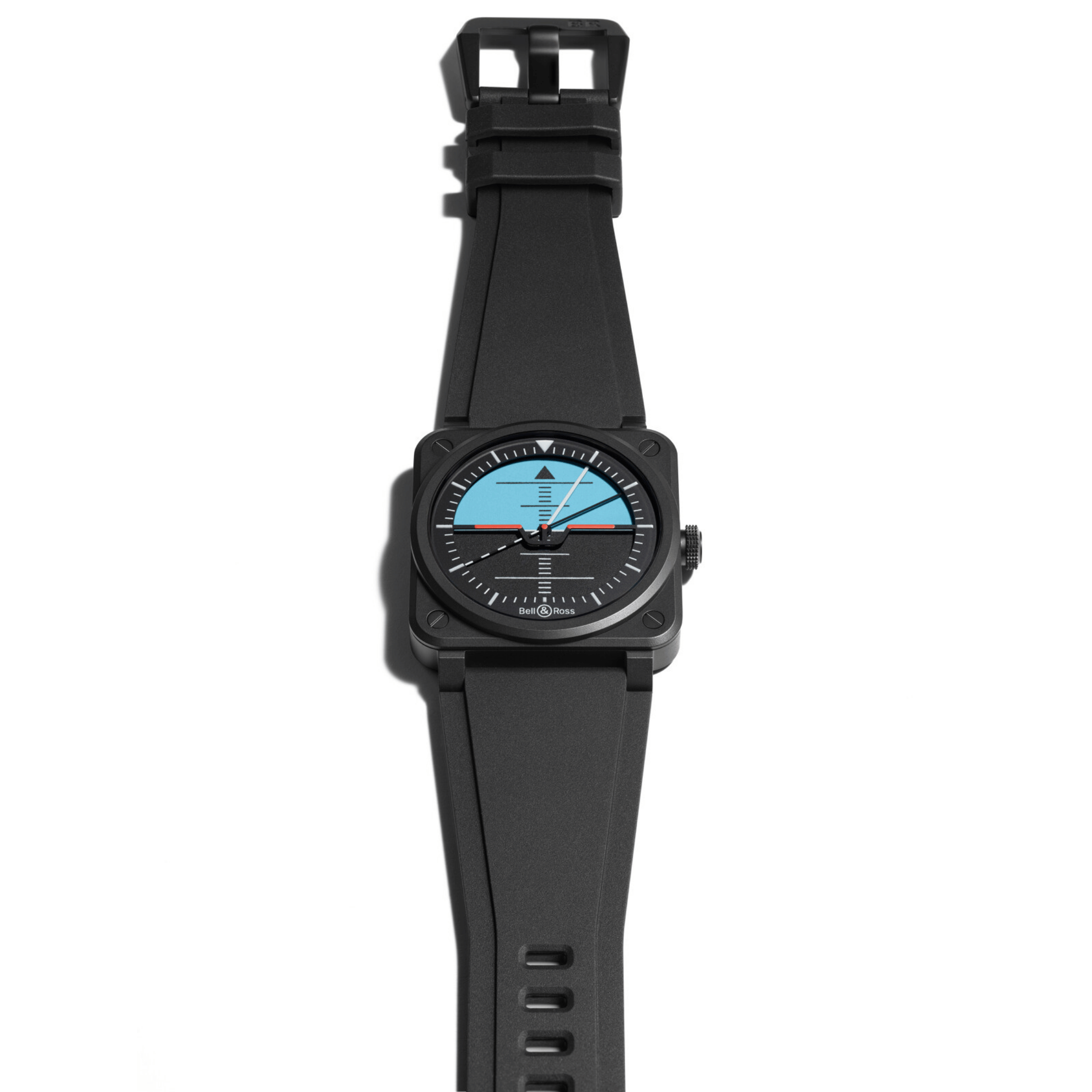 Bell & Ross BR-03 Horizon automatic ceramic black and blue dial rubber strap 41 mm