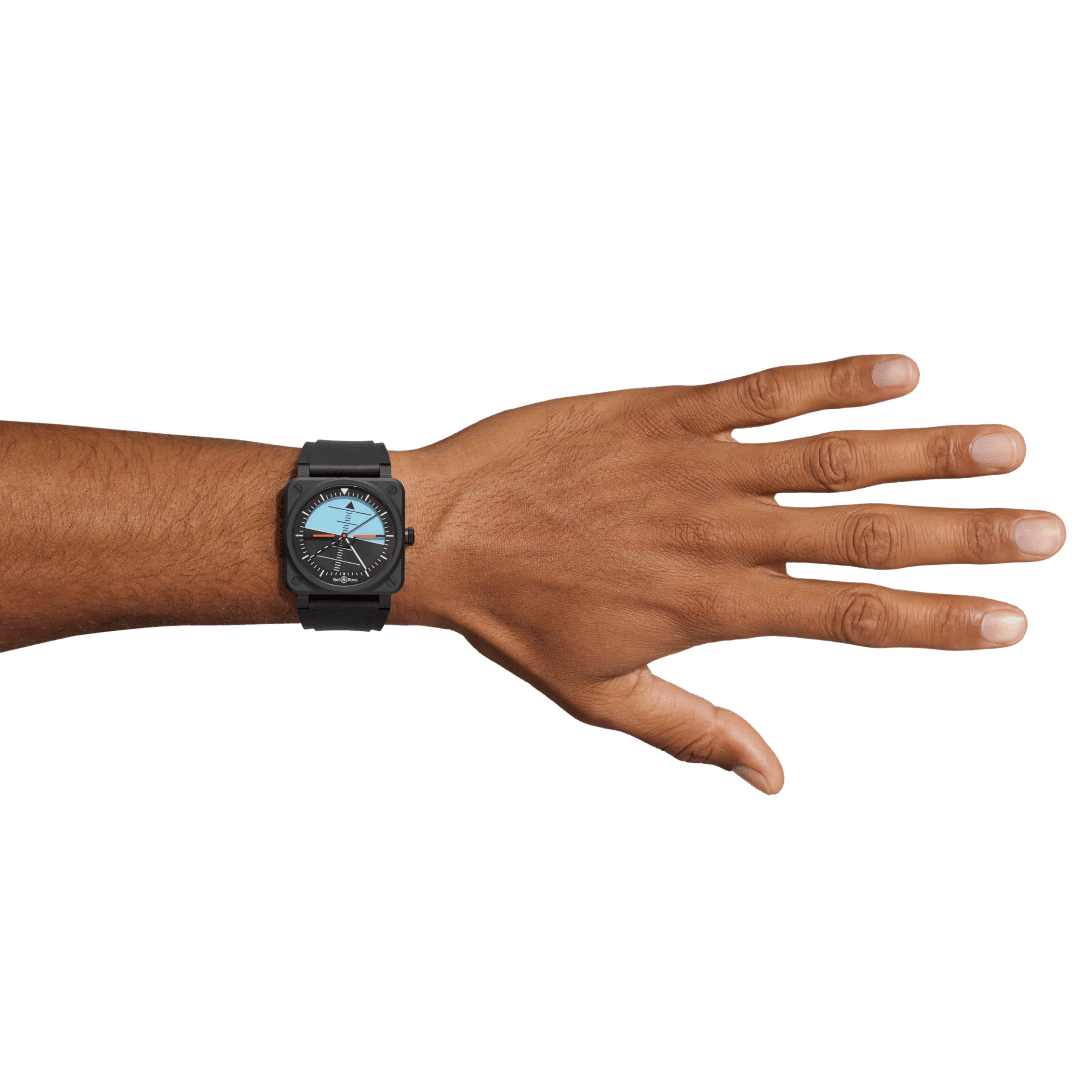 Bell & Ross BR-03 Horizon automatic ceramic black and blue dial rubber strap 41 mm