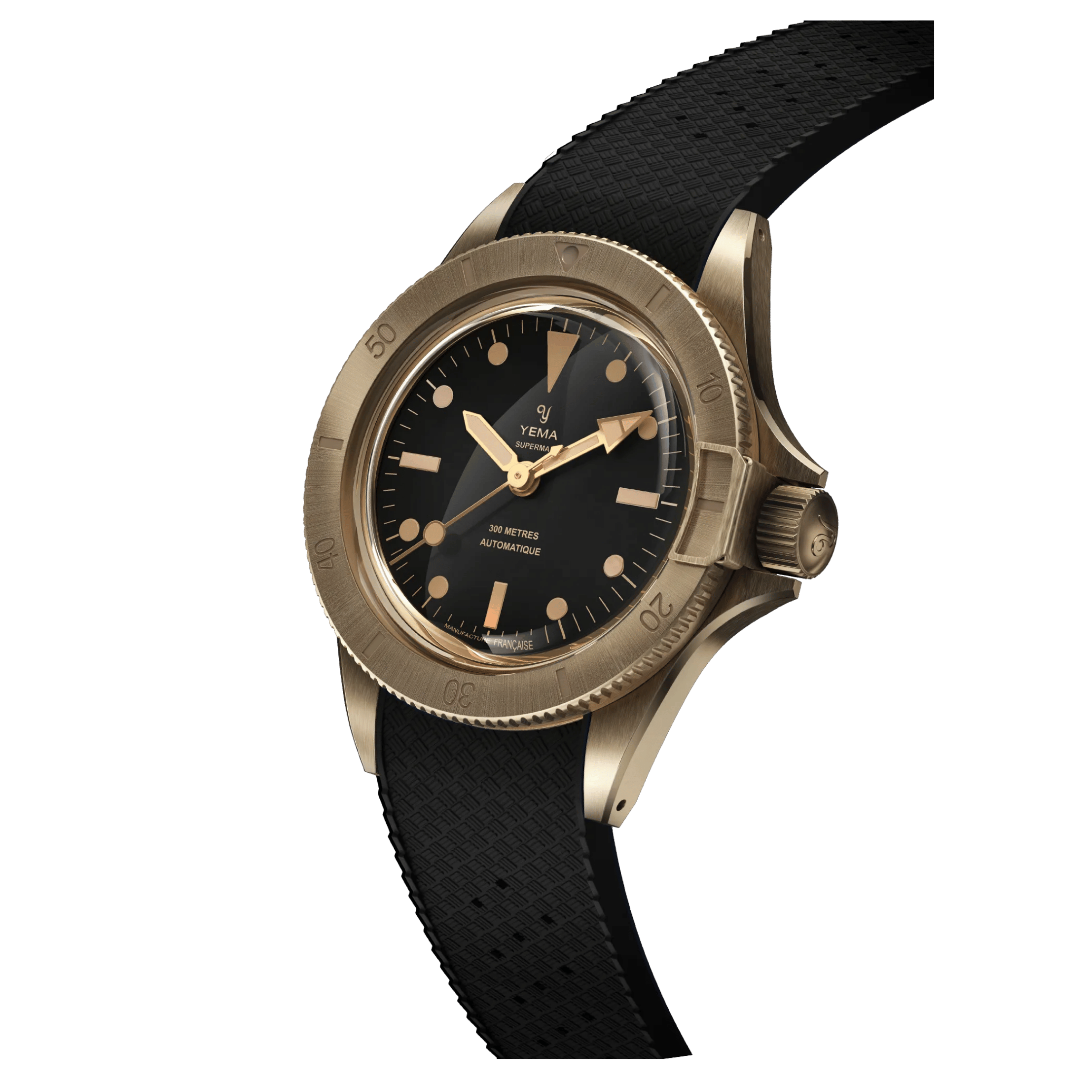 Yema Superman Bronze CMM.10 Limited Edition automatic black dial black rubber strap 39 mm