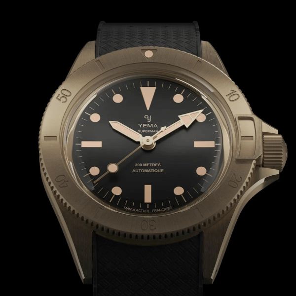Yema Superman Bronze CMM.10 Limited Edition automatic black dial black rubber strap 39 mm