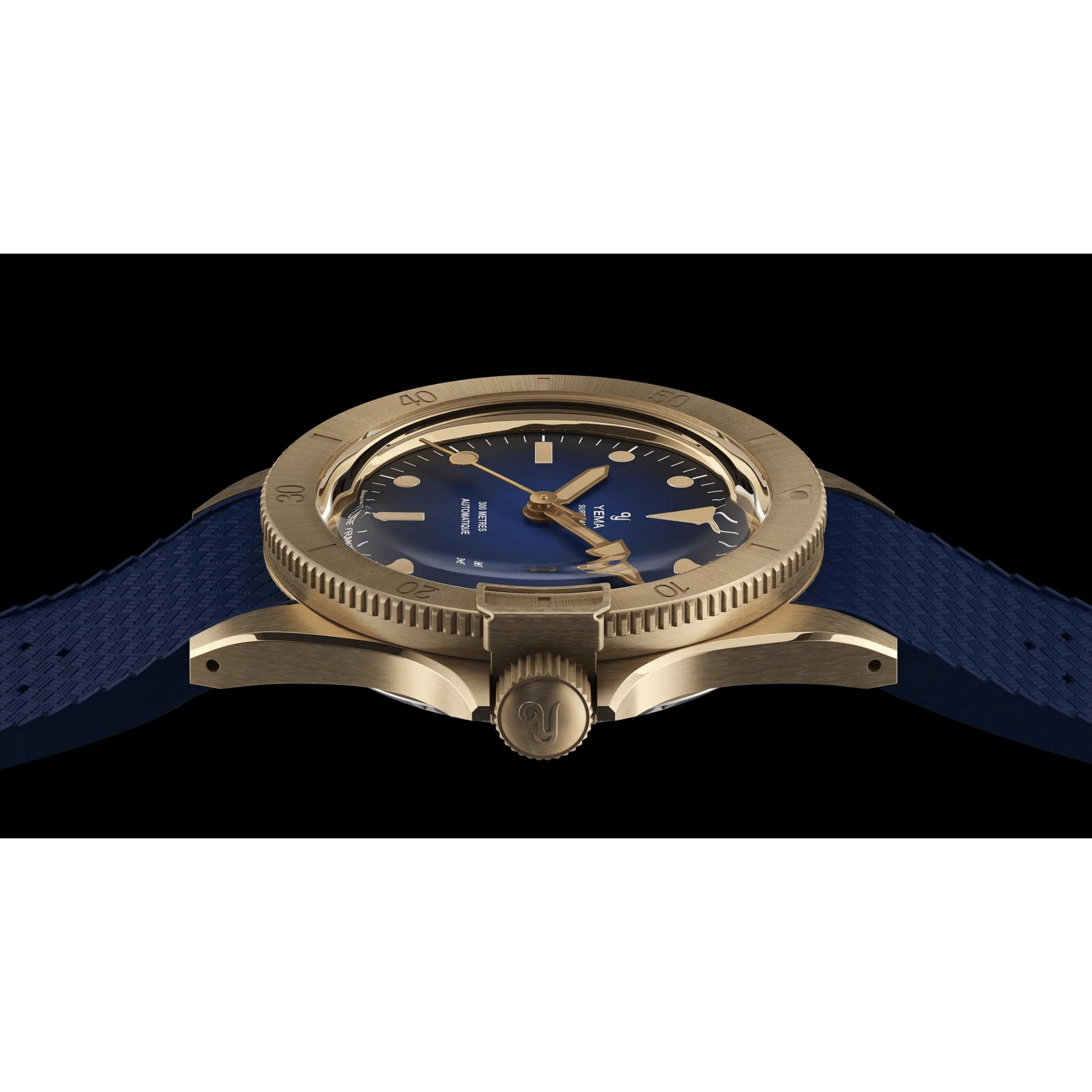 Yema Superman Bronze CMM.10 Limited Edition automatic blue dial blue rubber strap 39 mm