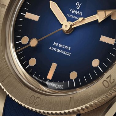 Yema Superman Bronze CMM.10 Limited Edition automatic blue dial blue rubber strap 39 mm
