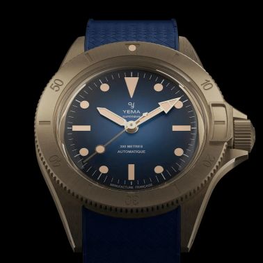 Yema Superman Bronze CMM.10 Limited Edition automatic blue dial blue rubber strap 39 mm