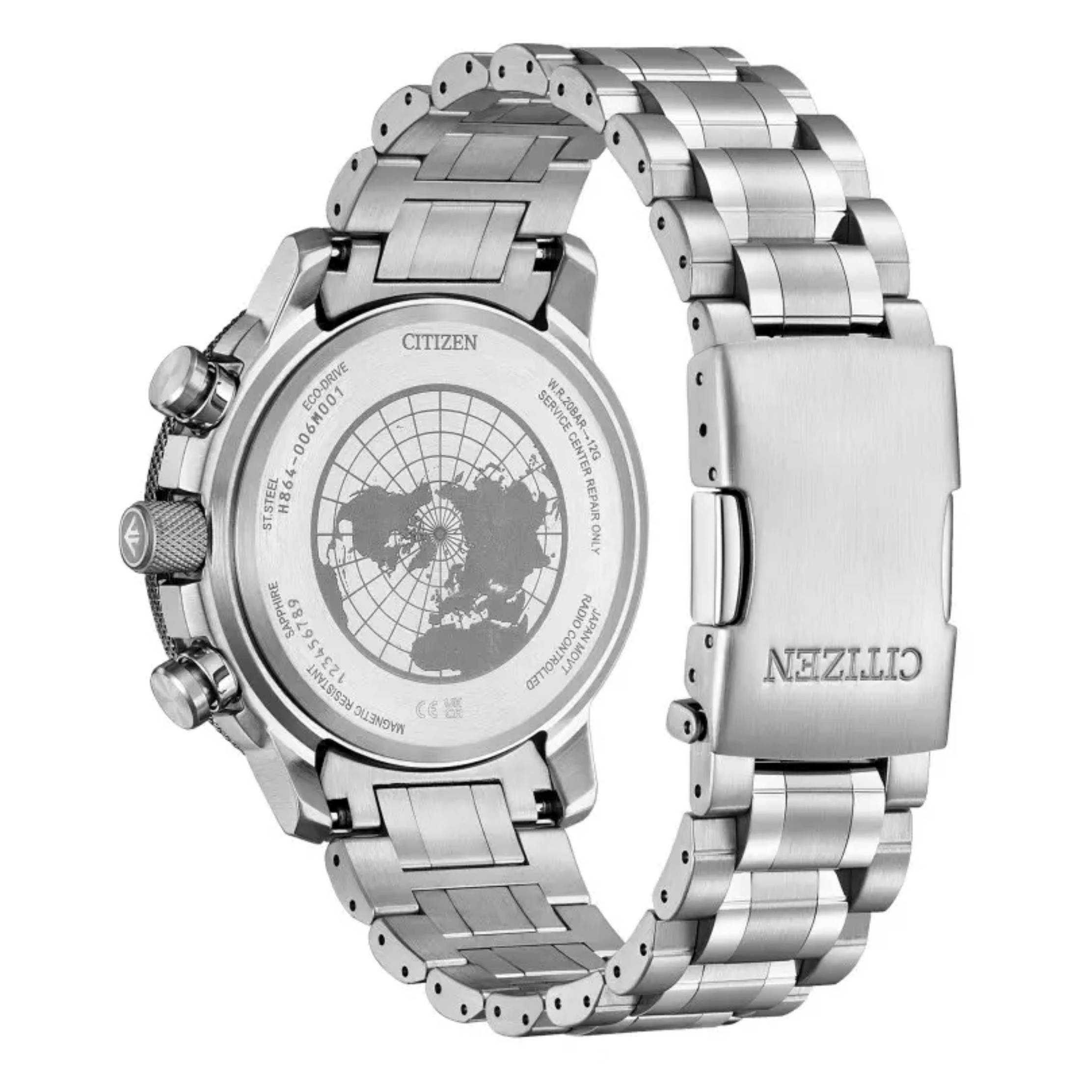 Montre Citizen Pro-Master Sky Radio Contrôlée Eco-Drive cadran noir bracelet acier 47 mm