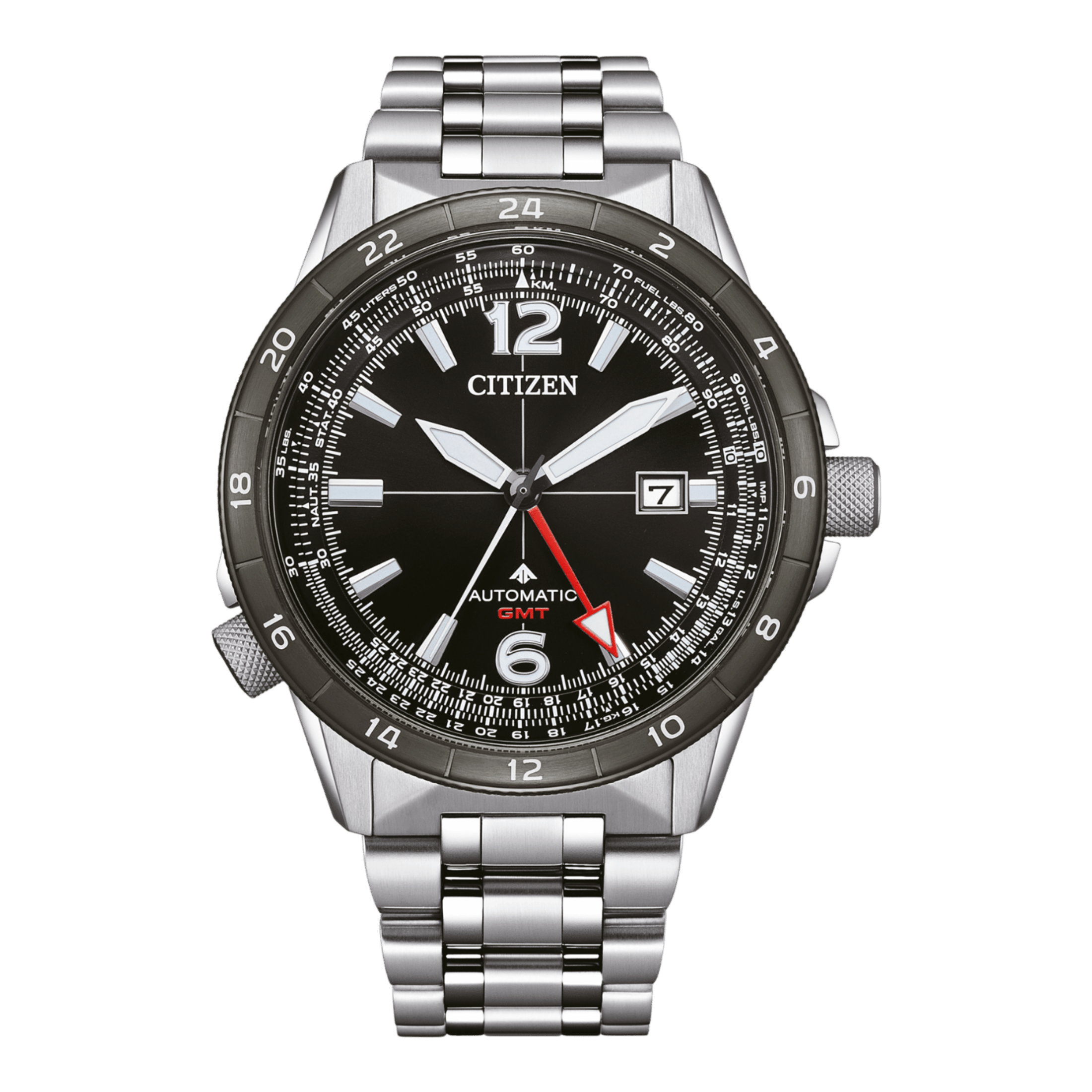 Montre Citizen Promaster Sky Mechanical GMT automatique cadran noir bracelet acier 44,5 mm