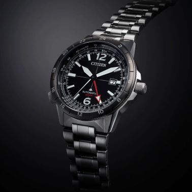 Montre Citizen Promaster Sky Mechanical GMT automatique cadran noir bracelet acier 44,5 mm