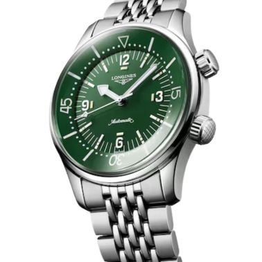 Longines Legend Diver automatic watch terracotta dial steel bracelet 39 mm