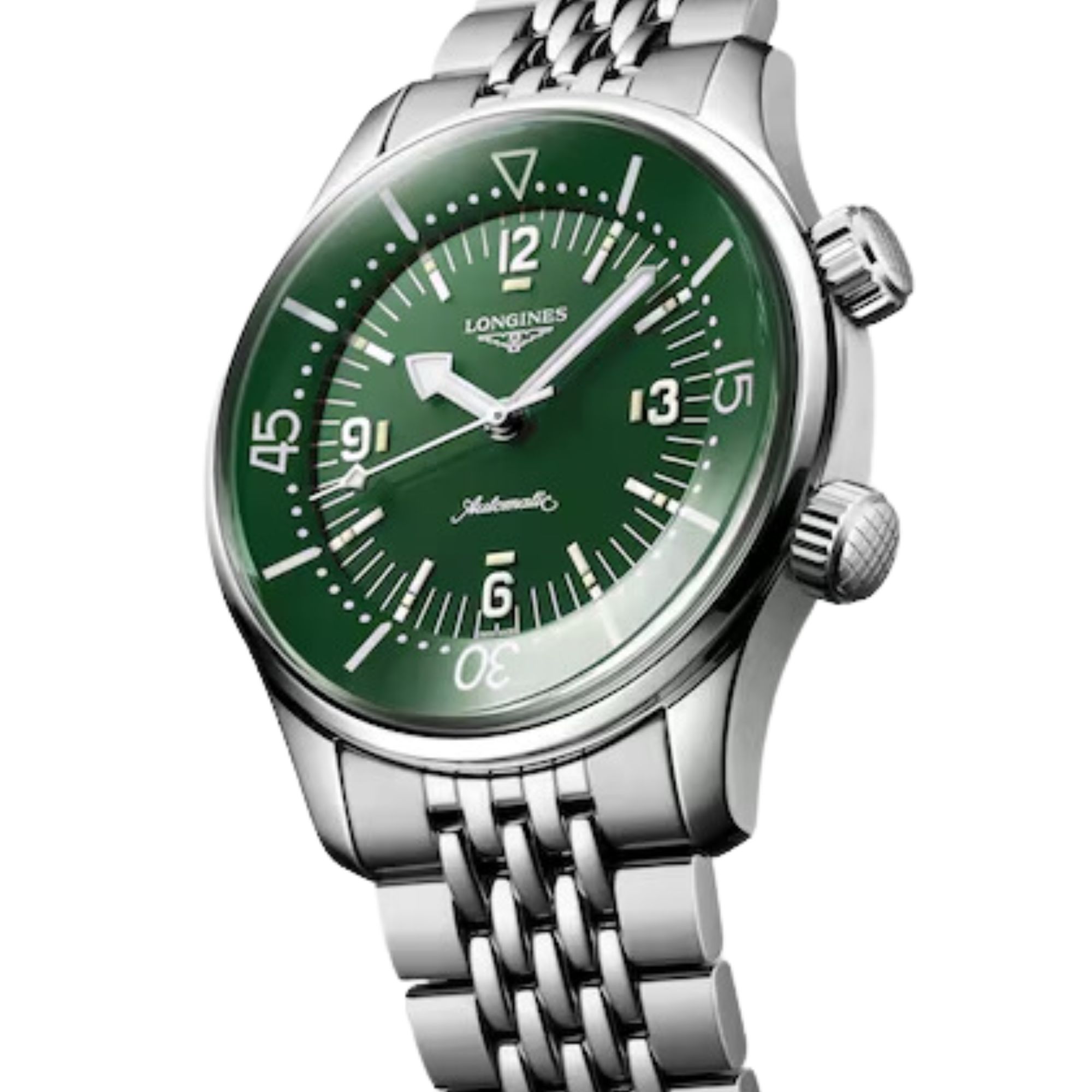 Montre Longines Legend Diver automatique cadran vert bracelet acier 39 mm