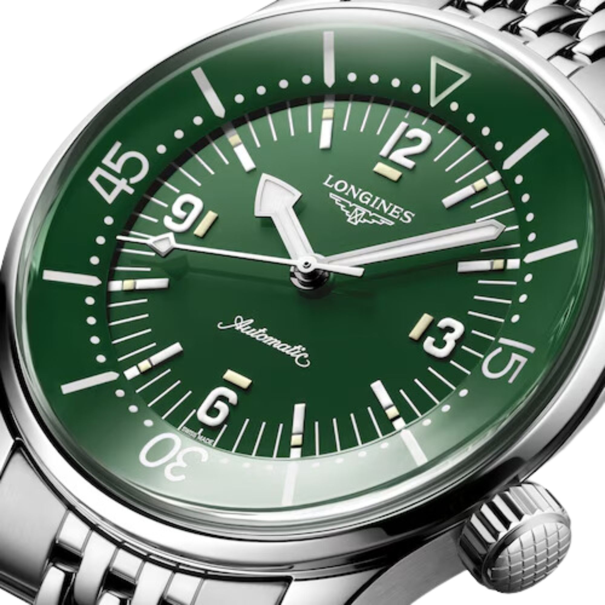 Montre Longines Legend Diver automatique cadran vert bracelet acier 39 mm