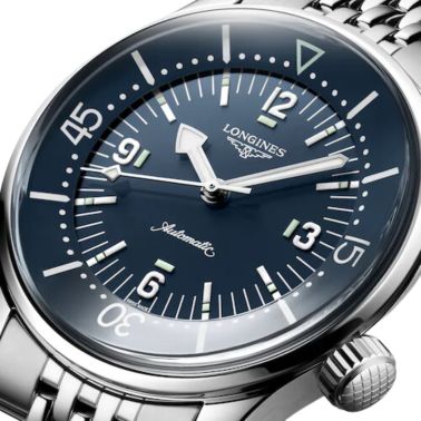 Longines Legend Diver automatic watch blue dial steel bracelet 39 mm