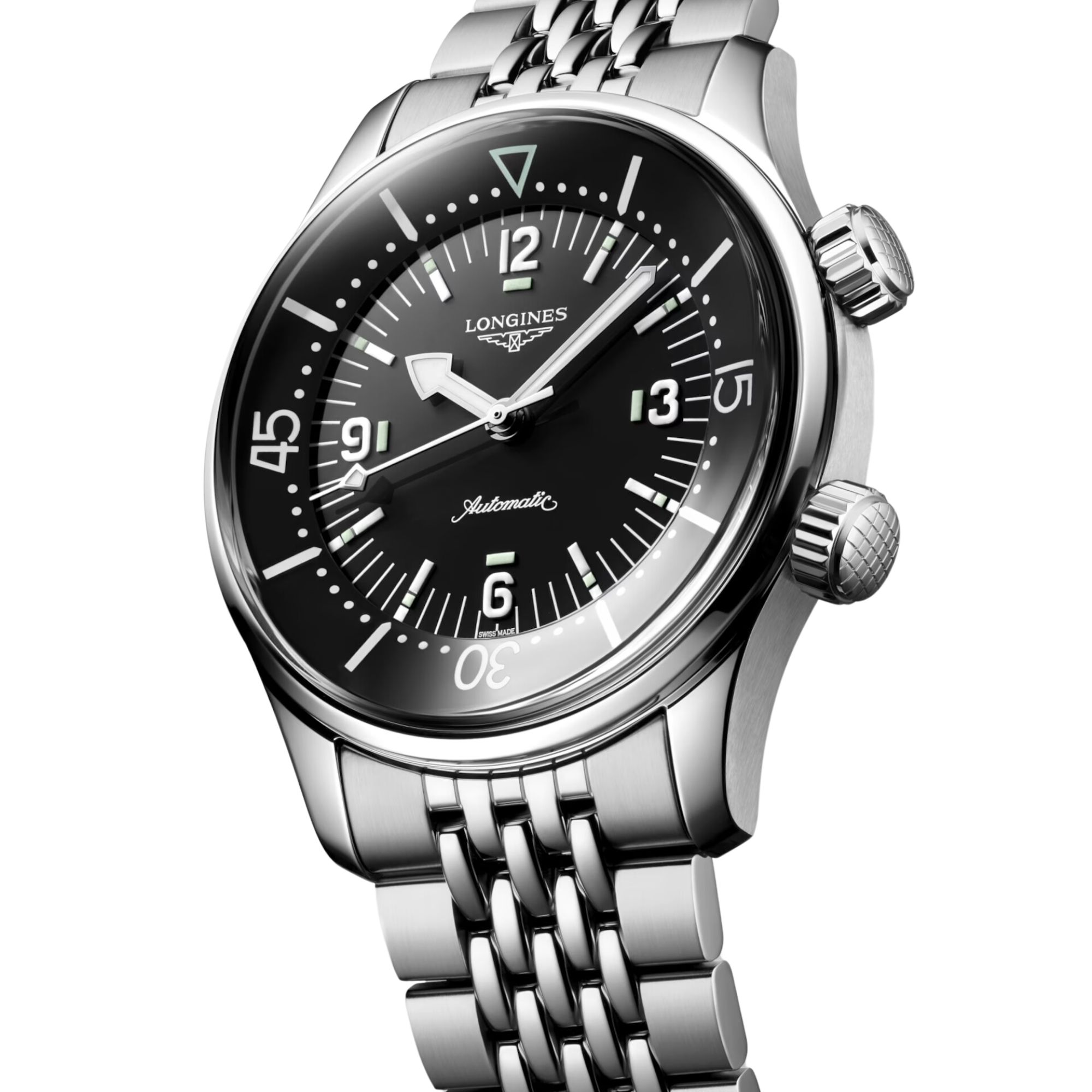 Montre Longines Legend Diver automatique cadran noir bracelet acier 39 mm
