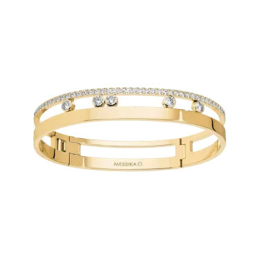 Bangle Messika Move Romane grand modèle en or jaune et diamants