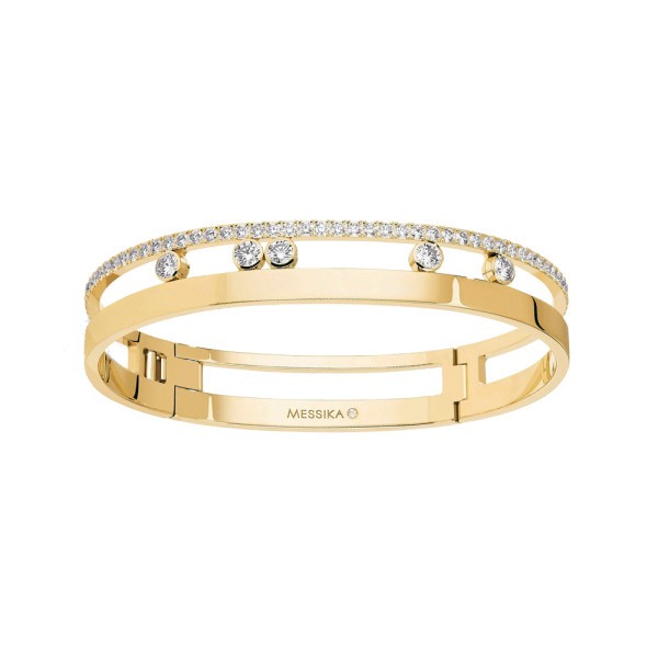 Bangle Messika Move Romane grand modèle en or jaune et diamants