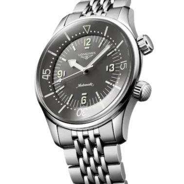 Montre Longines Legend Diver automatique cadran gris bracelet acier 39 mm