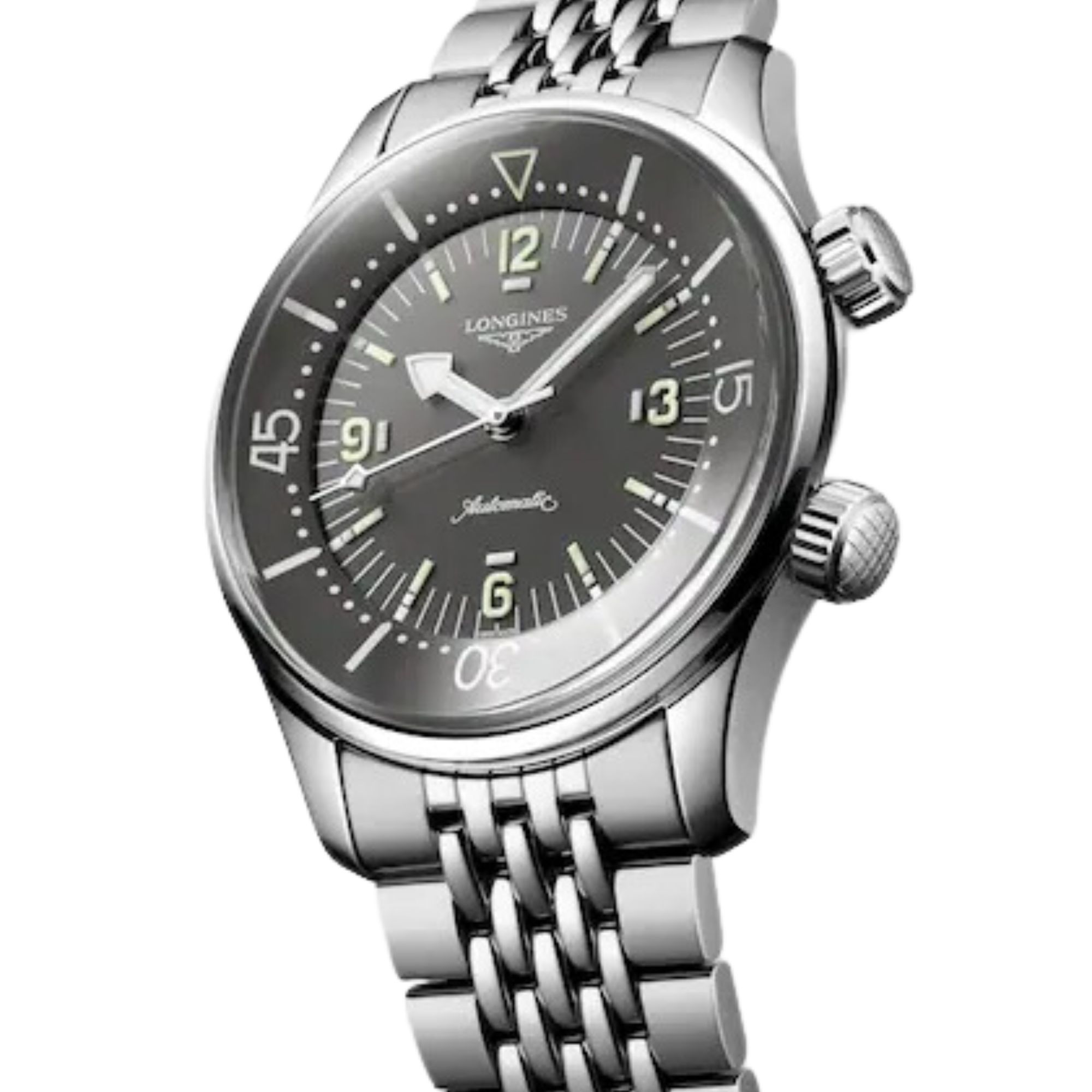 Montre Longines Legend Diver automatique cadran gris bracelet acier 39 mm