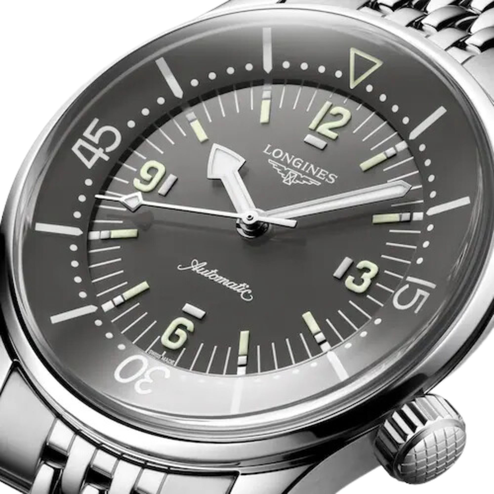 Montre Longines Legend Diver automatique cadran gris bracelet acier 39 mm