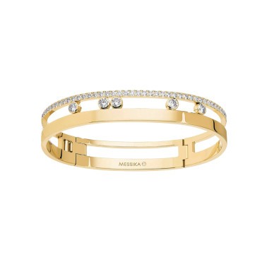 Bangle Messika Move Romane grand modèle en or jaune et diamants