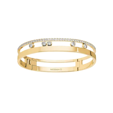Bangle Messika Move Romane grand modèle en or jaune et diamants