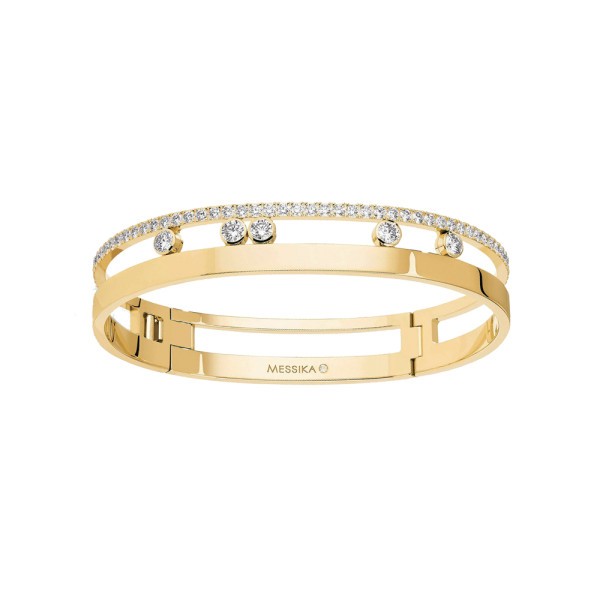 Bangle Messika Move Romane grand modèle en or jaune et diamants