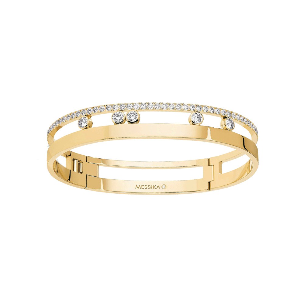 Bangle Messika Move Romane grand modèle en or jaune et diamants