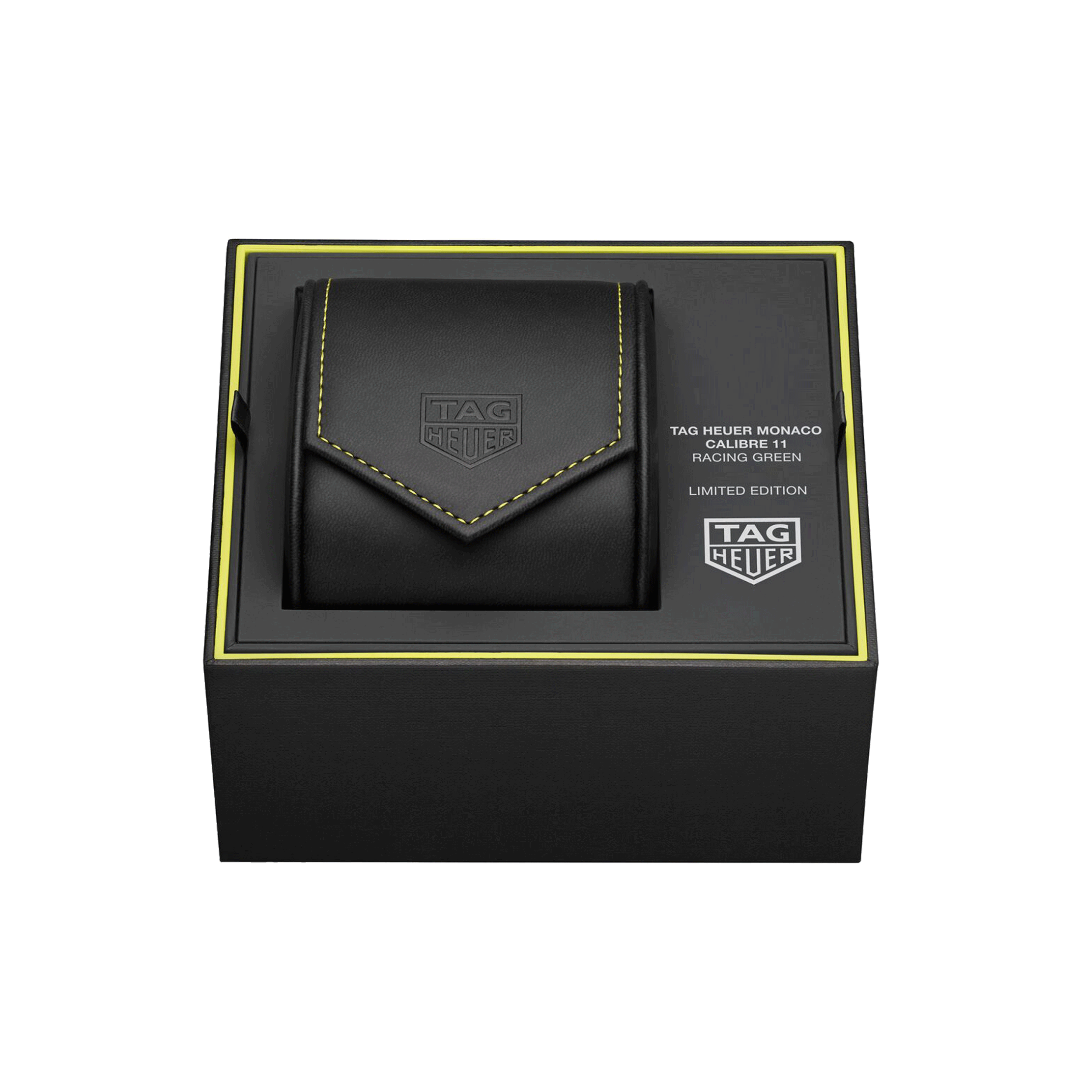 Montre TAG Heuer Monaco Chronograph Racing Green automatique cadran argenté bracelet cuir vert 39 mm CAW218E.FC6565