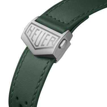 Montre TAG Heuer Monaco Chronograph Racing Green automatique cadran argenté bracelet cuir vert 39 mm CAW218E.FC6565