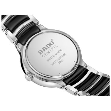 Rado Centrix Diamonds quartz watch diamond index black dial steel and ceramic bracelet 30.5 mm