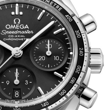 Omega Speedmaster 38 Chronograph Co-Axial Chronometer automatic black dial steel bracelet 38 mm