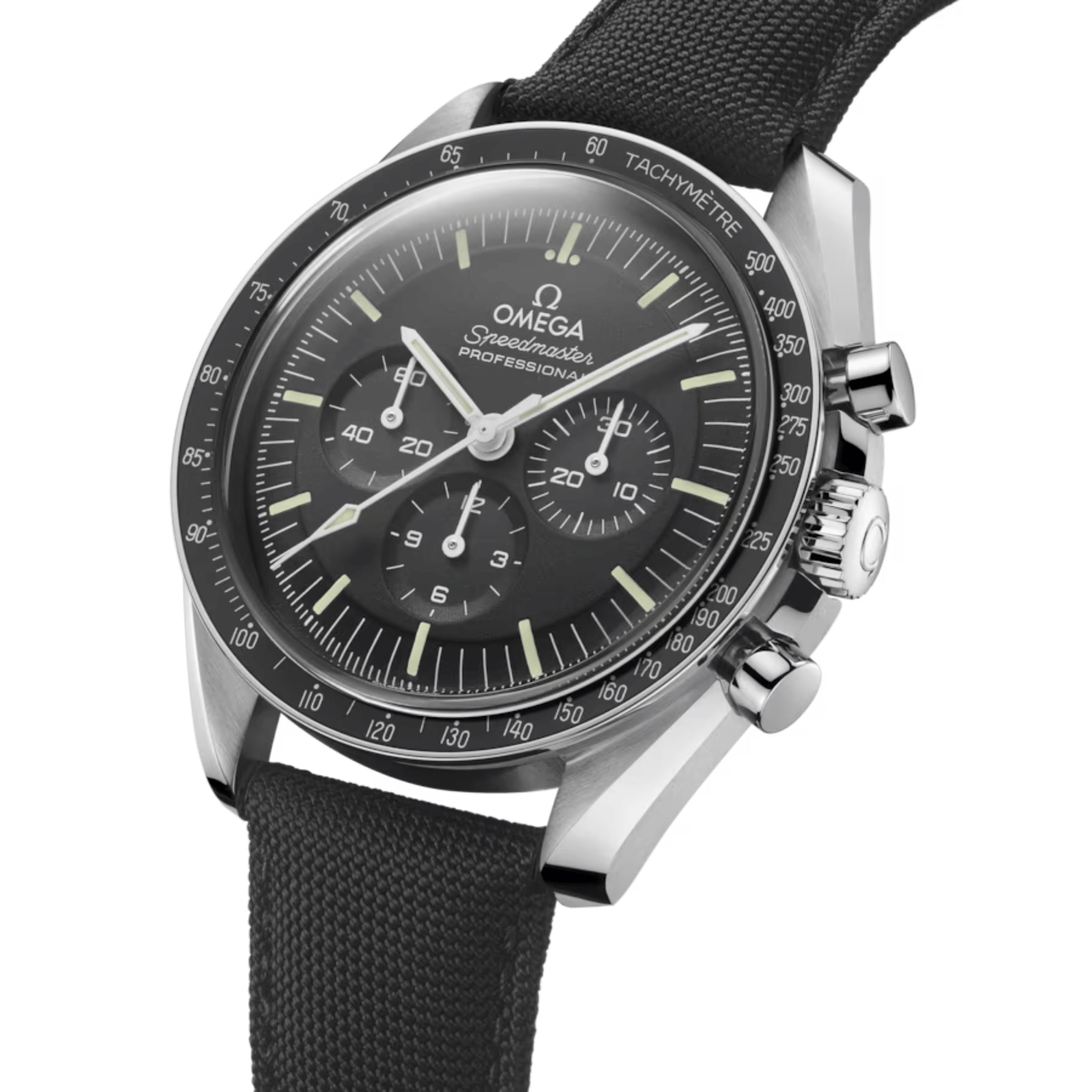 Montre Omega Speedmaster Moonwatch Professional Chronographe Co-Axial Master Chronometer verre hésalite bracelet nylon 42 mm