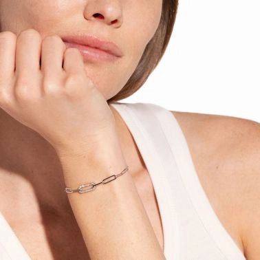 Bracelet dinh van Maillon Petit Modèle en or blanc et diamants