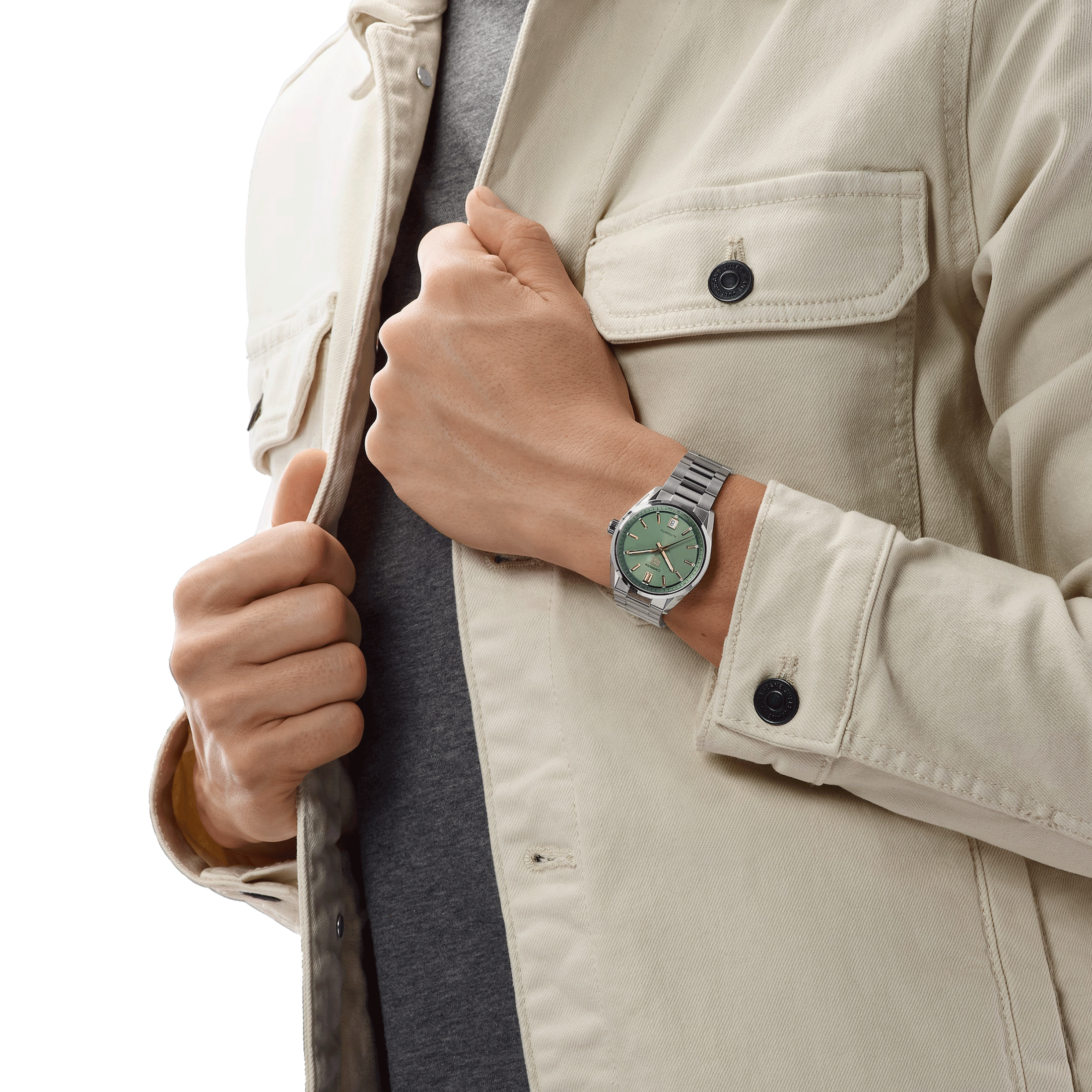 Montre TAG Heuer Carrera automatique index or rose cadran vert bracelet acier 36 mm WBN2312.BA0001