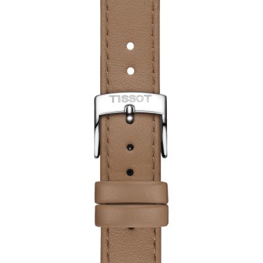 Tissot Stylist quartz watch silver dial light brown leather strap 32 x 32 mm