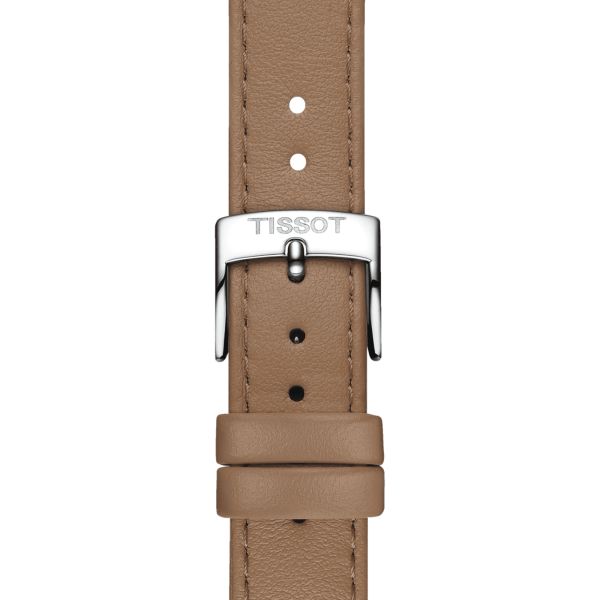 Tissot Stylist quartz watch silver dial light brown leather strap 32 x 32 mm