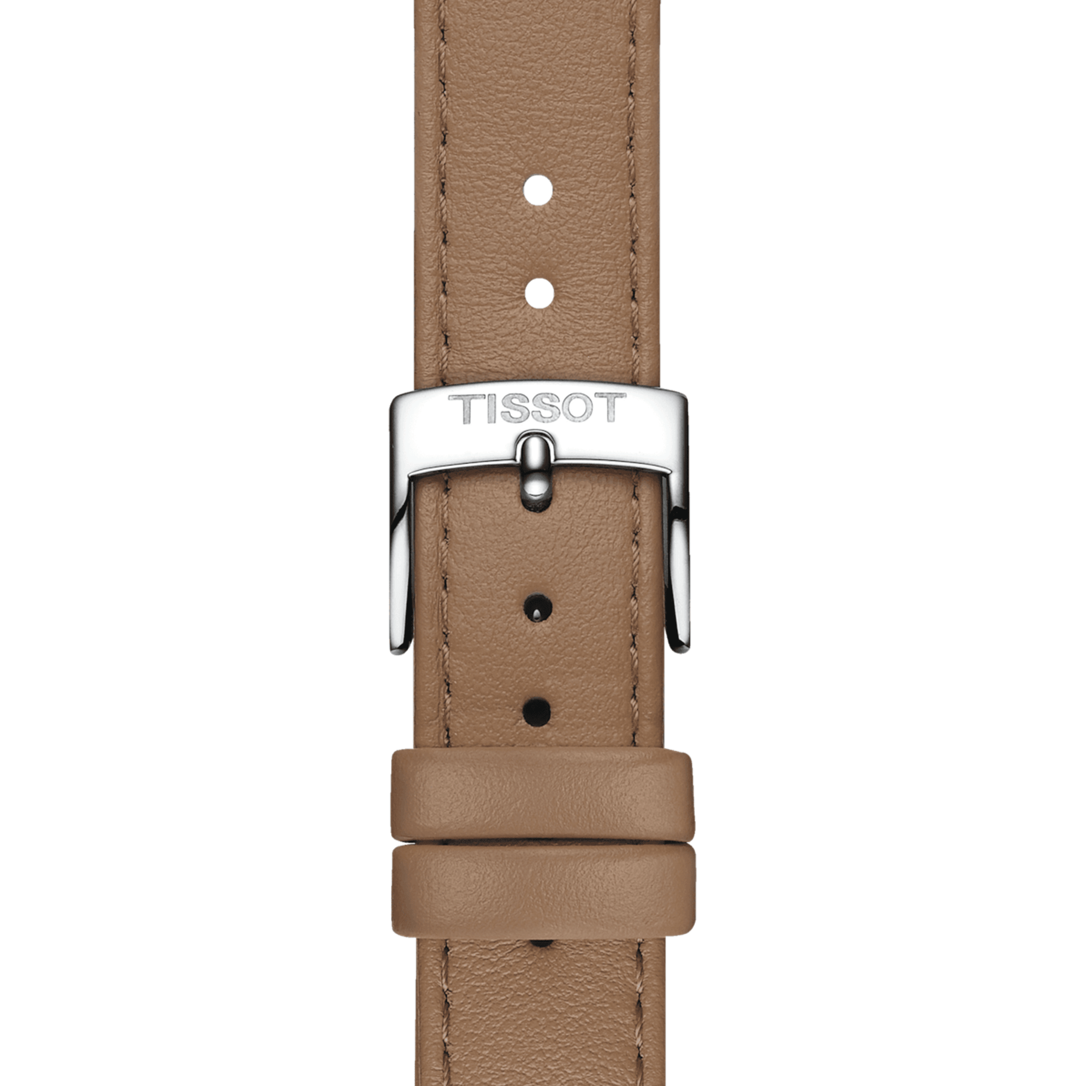 Tissot Stylist quartz watch silver dial light brown leather strap 32 x 32 mm