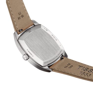 Tissot Stylist quartz watch silver dial light brown leather strap 32 x 32 mm