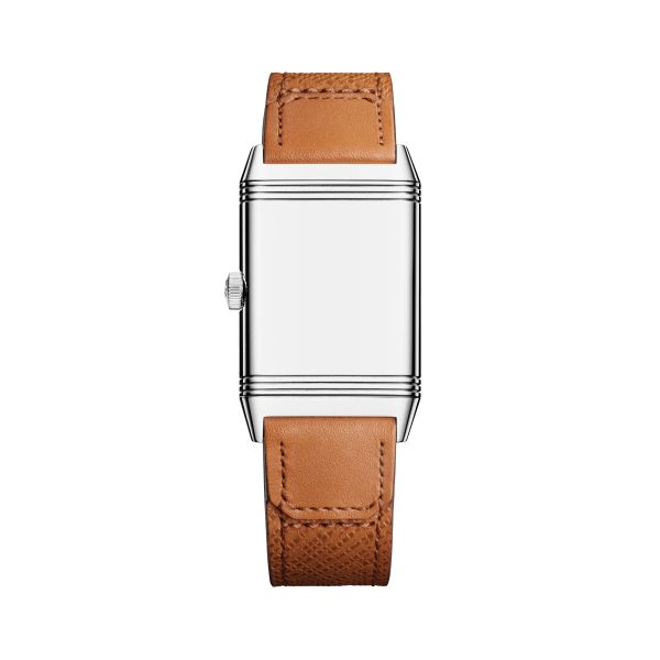 Jaeger-LeCoultre Reverso Tribute Monoface Midsize manual silvered grey dial brown leather strap