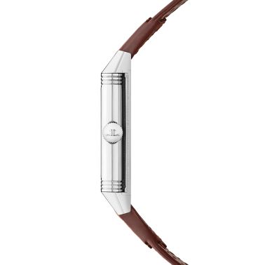 Montre Jaeger-LeCoultre Reverso Tribute Monoface Midsize remontage manuel cadran gris argenté bracelet cuir brun 40,1 x 24,4 mm