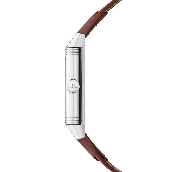 Jaeger-LeCoultre Reverso Tribute Monoface Midsize manual silvered grey dial brown leather strap