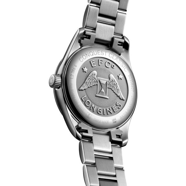 Montre Longines Conquest Classic quartz cadran argenté bracelet acier 34 mm L2.386.4.72.6