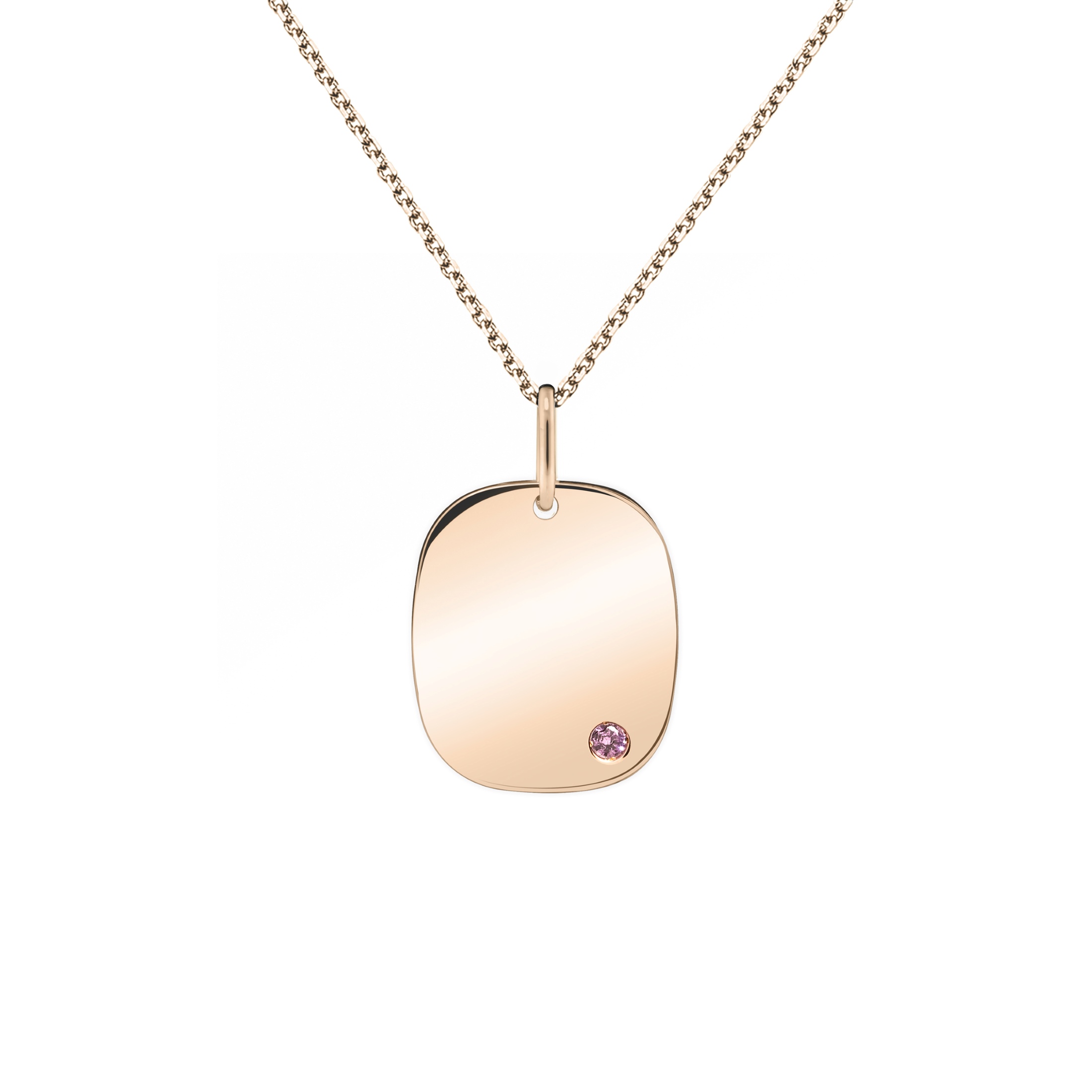 Médaille Colette Coussin Rose or rose et saphir rose